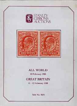 Auction Catalogue - Great Britain - Stanley Gibbons 10-12 Feb 1988 - plus All World sale - cat only , stamps on 