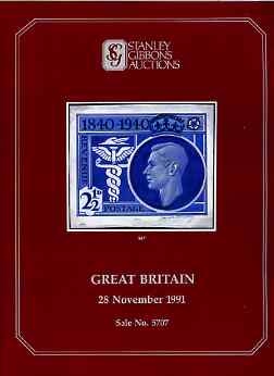 Auction Catalogue - Great Britain - Stanley Gibbons 28 Nov 1991 - incl KG6 & QEII varieties - with prices realised (few ink notations)