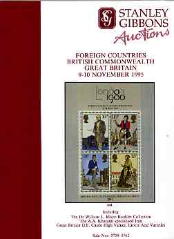 Auction Catalogue - Great Britain - Stanley Gibbons 9-10 Nov 1995 - incl the Mayo Booklet coll, Khatami's Iran & Castle errors (plus Commonwealth & Foreign) - cat only, stamps on , stamps on  stamps on castles