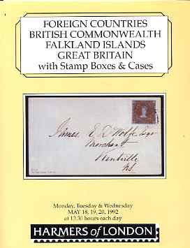 Auction Catalogue - Falkland Islands - Harmers 18-20 May 1992 - incl the Raymond Blackler coll plus Commonwealth & Great Britain - with prices realised (some ink notations), stamps on , stamps on  stamps on auction catalogue - falkland islands - harmers 18-20 may 1992 - incl the raymond blackler coll plus commonwealth & great britain - with prices realised (some ink notations)