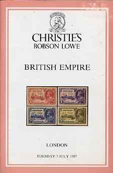 Auction Catalogue - British Empire - Christie's Robson Lowe 7 July 1987 - incl proofs from the Printer's Archives - with prices realised, stamps on , stamps on  stamps on auction catalogue - british empire - christie's robson lowe 7 july 1987 - incl proofs from the printer's archives - with prices realised
