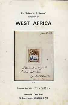 Auction Catalogue - West Africa - Robson Lowe 4 May 1971 - the Col J R Danson coll - with prices realised, stamps on , stamps on  stamps on auction catalogue - west africa - robson lowe 4 may 1971 - the col j r danson coll - with prices realised