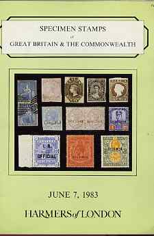 Auction Catalogue - Specimen Stamps - Harmers 7 June 1983 - with prices realised, stamps on 