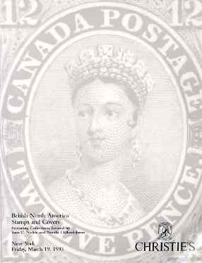 Auction Catalogue - British North America - Christie's 19 Mar 1993 - incl the Sam C Nickle, Neville Clifford-Jones & Dr Conrad Latto collections - with prices realised (corner of cat buckled), stamps on , stamps on  stamps on auction catalogue - british north america - christie's 19 mar 1993 - incl the sam c nickle, stamps on  stamps on  neville clifford-jones & dr conrad latto collections - with prices realised (corner of cat buckled)