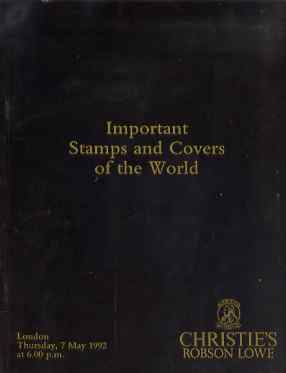 Auction Catalogue - Important Stamps & Covers - Christies Robson Lowe 7 May 1992 - with prices realised , stamps on 