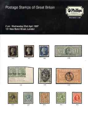 Auction Catalogue - Great Britain - Phillips 23 Apr 1997 - cat only, stamps on , stamps on  stamps on auction catalogue - great britain - phillips 23 apr 1997 - cat only