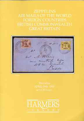 Auction Catalogue - Zeppelins & Airmails - Harmers 29 Apr 1993 - with prices realised, stamps on , stamps on  stamps on auction catalogue - zeppelins & airmails - harmers 29 apr 1993 - with prices realised