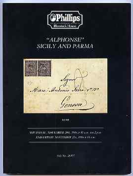 Auction Catalogue - Sicily & Parma - Phillips 20-21 Nov 1986 - the 'Alphonse' collection - cat only, stamps on , stamps on  stamps on auction catalogue - sicily & parma - phillips 20-21 nov 1986 - the 'alphonse' collection - cat only