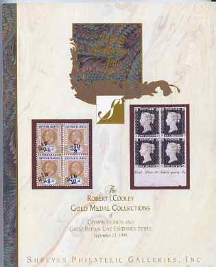 Auction Catalogue - Cayman Islands & Great Britain Line Engraved - Shreves 23 Sept 1995 - the Robert J Cooley Gold Medal collections - cat only, stamps on , stamps on  stamps on auction catalogue - cayman islands & great britain line engraved - shreves 23 sept 1995 - the robert j cooley gold medal collections - cat only