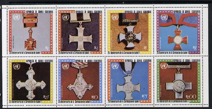 Equatorial Guinea 1978 Coronation 25th Anniversary (Medals) perf set of 8 unmounted mint (Mi 1386-93A) , stamps on , stamps on  stamps on militaria    royalty     coronation    medals    red cross    victoria cross