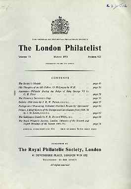 Literature - London Philatelist Vol 79 Number 0927 dated Mar 1970 - with articles relating to Ascension, Bolivia, Gibraltar, France & Galapagos Islands, stamps on xxx