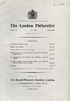 Literature - London Philatelist Vol 82 Number 0967 dated July 1973 - with articles relating to Victoria, De La Rue Proofs, Great Britain Line Engraved & Embossed, stamps on 