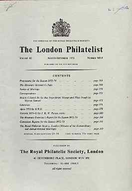 Literature - London Philatelist Vol 82 Number 0968-69 dated Aug-Sept 1973 - with articles relating to De La Rue Profs & Victoria, stamps on 