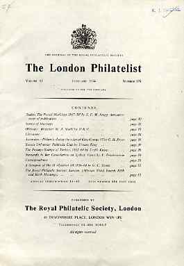 Literature - London Philatelist Vol 83 Number 0974 dated Feb 1974 - with articles relating to Sudan, Ascension, Turkey, New South Wales & Great Britain Die II Alphabet III, stamps on , stamps on  stamps on literature - london philatelist vol 83 number 0974 dated feb 1974 - with articles relating to sudan, stamps on  stamps on  ascension, stamps on  stamps on  turkey, stamps on  stamps on  new south wales & great britain die ii alphabet iii