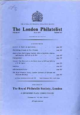 Literature - London Philatelist Vol 84 Number 0991 dated July 1975 - with articles relating to P&O Contract Packets, Victoria, Palestine & Israel, stamps on , stamps on  stamps on literature - london philatelist vol 84 number 0991 dated july 1975 - with articles relating to p&o contract packets, stamps on  stamps on  victoria, stamps on  stamps on  palestine & israel