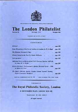 Literature - London Philatelist Vol 84 Number 0994 dated Oct 1975 - with articles relating to P&O Contract Packets & Newfoundland