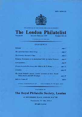 Literature - London Philatelist Vol 88 Number 1033-34 dated Jan-Feb 1979 - with articles relating to Australian States, Rumania & Western Australia, stamps on , stamps on  stamps on literature - london philatelist vol 88 number 1033-34 dated jan-feb 1979 - with articles relating to australian states, stamps on  stamps on  rumania & western australia