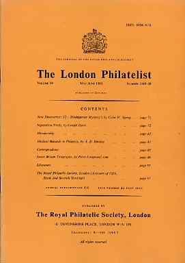 Literature - London Philatelist Vol 89 Number 1049-50 dated May-June 1980 - with articles relating to Medical & Great Britain Telegraphs, stamps on 
