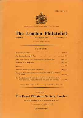 Literature - London Philatelist Vol 89 Number 1051-52 dated July-Aug 1980 - with articles relating to Mauritius, Mafia & Peru, stamps on 