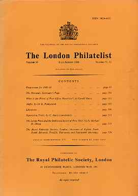 Literature - London Philatelist Vol 89 Number 1051-52 dated July-Aug 1980 - with articles relating to Mauritius, Mafia & Peru