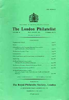 Literature - London Philatelist Vol 90 Number 1063-64 dated Jul-Aug 1981 - with articles relating to Nyasaland, Rhodesia & Chile,