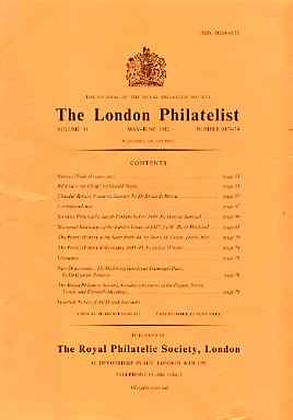 Literature - London Philatelist Vol 91 Number 1073-74 dated May-Jun 1982 - with articles relating to Jacob Perkins, Jubilee Issues, Saar, Germany & Mafeking, stamps on 