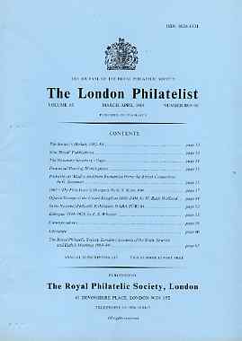 Literature - London Philatelist Vol 93 Number 1095-96 dated Mar-Apr 1984 - with articles relating to Rumania, Hungary, Great Britain Officials & Ethiopia, stamps on , stamps on  stamps on literature - london philatelist vol 93 number 1095-96 dated mar-apr 1984 - with articles relating to rumania, stamps on  stamps on  hungary, stamps on  stamps on  great britain officials & ethiopia