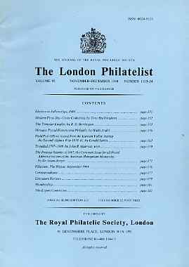 Literature - London Philatelist Vol 93 Number 1103-04 dated Nov-Dec 1984 - with articles relating to Monaco, FPOs Afghanistan, Trinidad & Austro-Hungary, stamps on , stamps on  stamps on literature - london philatelist vol 93 number 1103-04 dated nov-dec 1984 - with articles relating to monaco, stamps on  stamps on  fpos afghanistan, stamps on  stamps on  trinidad & austro-hungary