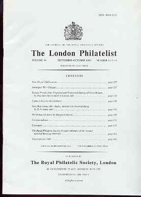 Literature - London Philatelist Vol 94 Number 1113-14 dated Sept-Oct 1985 - with articles relating to Great Britain Embossed & India, stamps on , stamps on  stamps on literature - london philatelist vol 94 number 1113-14 dated sept-oct 1985 - with articles relating to great britain embossed & india