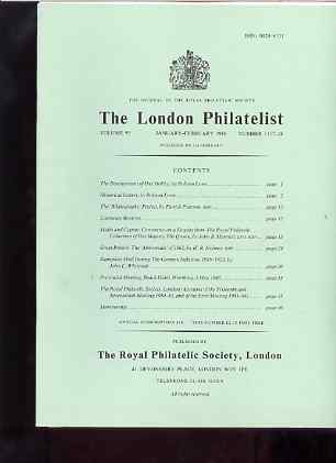 Literature - London Philatelist Vol 95 Number 1117-18 dated Jan-Feb 1986 - with articles relating to Malta & Cyprus (The Royal Collection), Great Britain Abnormals & Germany, stamps on , stamps on  stamps on literature - london philatelist vol 95 number 1117-18 dated jan-feb 1986 - with articles relating to malta & cyprus (the royal collection), stamps on  stamps on  great britain abnormals & germany