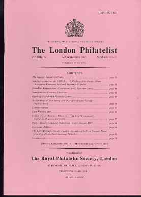 Literature - London Philatelist Vol 96 Number 1131-32 dated Mar-Apr 1987 - with articles relating to India Nawanagar & Ceylon, stamps on 