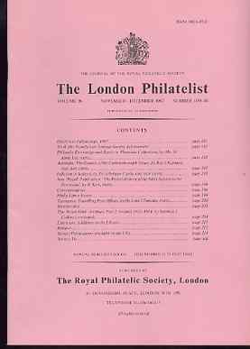 Literature - London Philatelist Vol 96 Number 1139-40 dated Nov-Dec 1987 - with articles relating to Thematics, Australia, Ireland & Tasmania