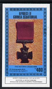 Equatorial Guinea 1978 Coronation 25th Anniversary (VC Medal) 400ek imperf m/sheet unmounted mint, stamps on militaria    royalty     coronation     medals     victoria cross
