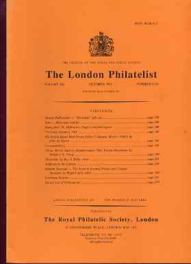 Literature - London Philatelist Vol 100 Number 1186 dated October 1991 - with articles relating to Mexico, China, Overprints & Western Australia, stamps on 