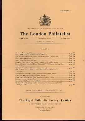 Literature - London Philatelist Vol 102 Number 1211 dated December 1993 - with articles relating to Gibraltar & China, stamps on 