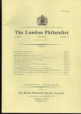 Literature - London Philatelist Vol 103 Number 1219 dated October 1994 - with articles relating to Levant, Ireland & Norway, stamps on , stamps on  stamps on literature - london philatelist vol 103 number 1219 dated october 1994 - with articles relating to levant, stamps on  stamps on  ireland & norway