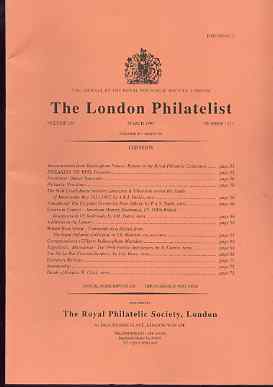 Literature - London Philatelist Vol 104 Number 1223 dated March 1995 - with articles relating to Somaliland, British West Africa (The Royal Collection), Yugoslavia & De L...
