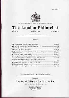 Literature - London Philatelist Vol 105 Number 1238 dated September 1996 - with articles relating to Panagra Airmails & Greek Posts in Macedonia, stamps on , stamps on  stamps on literature - london philatelist vol 105 number 1238 dated september 1996 - with articles relating to panagra airmails & greek posts in macedonia