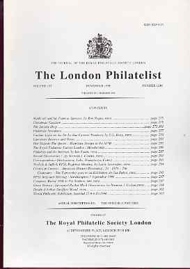 Literature - London Philatelist Vol 105 Number 1240 dated November 1996 - with articles relating to De La Rue, Mauritius & Liverpool Packet Mark, stamps on , stamps on  stamps on literature - london philatelist vol 105 number 1240 dated november 1996 - with articles relating to de la rue, stamps on  stamps on  mauritius & liverpool packet mark