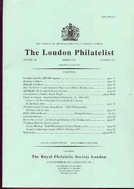 Literature - London Philatelist Vol 106 Number 1243 dated March 1997 - with articles relating to Mails to & from Latin America, stamps on , stamps on  stamps on literature - london philatelist vol 106 number 1243 dated march 1997 - with articles relating to mails to & from latin america