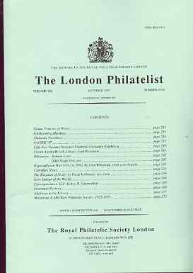 Literature - London Philatelist Vol 106 Number 1249 dated October 1997 - with articles relating to Inflation Mail & Sicily, stamps on , stamps on  stamps on literature - london philatelist vol 106 number 1249 dated october 1997 - with articles relating to inflation mail & sicily