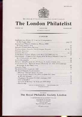 Literature - London Philatelist Vol 110 Number 1283 dated March 2001 - with articles relating to Postal History Displays, Great Britan (The Royal Collection) & Hungary, stamps on 