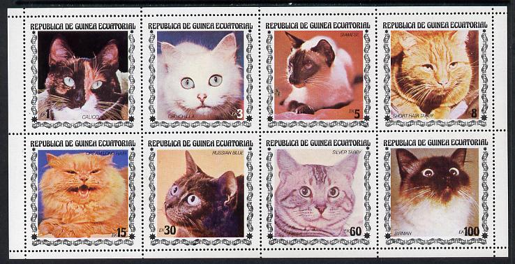 Equatorial Guinea 1978 Domestic Cats perf set of 8 unmounted mint (Mi 1403-10A) , stamps on , stamps on  stamps on animals   cats