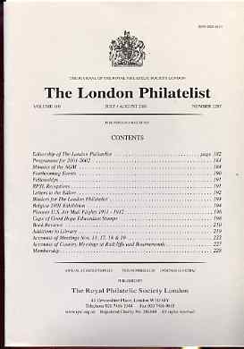 Literature - London Philatelist Vol 110 Number 1287 dated July-Aug 2001 - with articles relating to USA AirMails & Cape of Good Hope, stamps on , stamps on  stamps on literature - london philatelist vol 110 number 1287 dated july-aug 2001 - with articles relating to usa airmails & cape of good hope