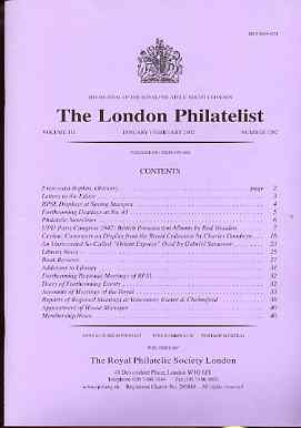 Literature - London Philatelist Vol 110 Number 1292 dated Jan-Feb 2002 - with articles relating to UPU Paris & Ceylon (The Royal Collection), stamps on , stamps on  stamps on literature - london philatelist vol 110 number 1292 dated jan-feb 2002 - with articles relating to upu paris & ceylon (the royal collection)