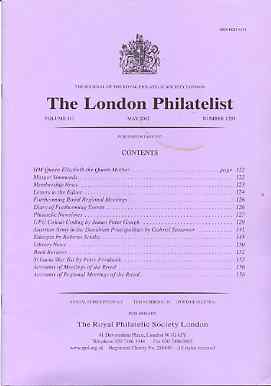 Literature - London Philatelist Vol 110 Number 1295 dated May 2002 - with articles relating to UPU Colours, Austrian Army, Ethiopia & St Lucia, stamps on , stamps on  stamps on literature - london philatelist vol 110 number 1295 dated may 2002 - with articles relating to upu colours, stamps on  stamps on  austrian army, stamps on  stamps on  ethiopia & st lucia