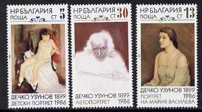 Bulgaria 1988 Paintings by Dechko Uzunov set of 3, Mi 3672-74 unmounted mint, stamps on , stamps on  stamps on arts