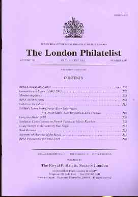 Literature - London Philatelist Vol 110 Number 1297 dated July-Aug 2002 - with articles relating to Orange River, Sardinia & Advertising