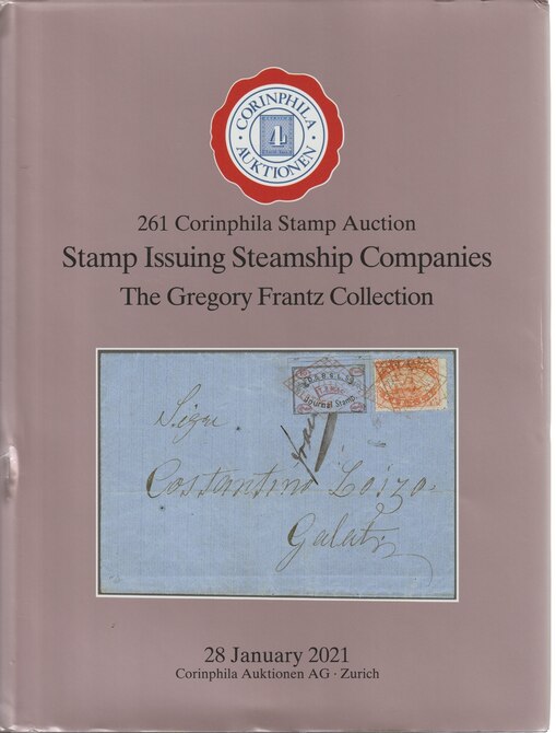 Auction Catalogue - Steamship Companies - The Gregory Frantz collection - Corinphila 28 Jan 2021- Hard back complete with prices realised - UK buyers only please., stamps on 