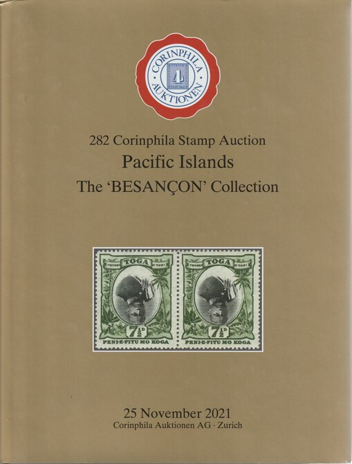 Auction Catalogue - Pacific Islands - The Besancon collection - Corinphila 25 Nov 2021 - Hard back complete with prices realised - UK buyers only please., stamps on 